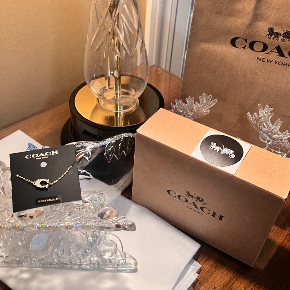 Coach Pave Signature C Slider Bracelet & Gift Box, Bag, and Tissue